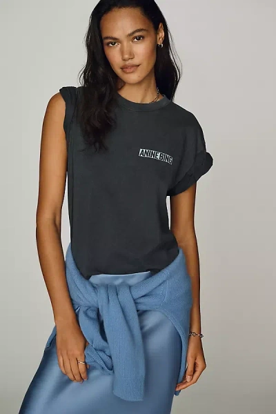 Anine Bing Cade Palm Cotton T-shirt Top In Black