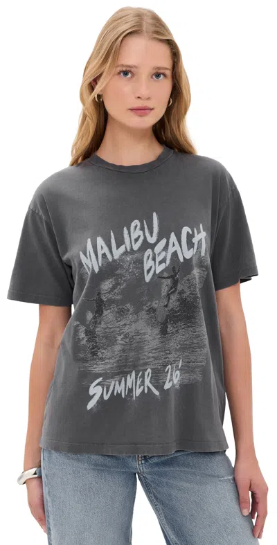 Anine Bing Cade Surfer Tee Washed Black In Gray
