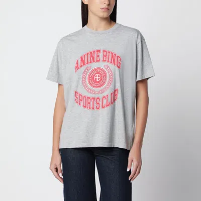 Anine Bing Cade Tee Collegiate Mini Logo Cotton T-shirt In Gray