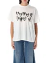 Anine Bing Spencer Hearts Crewneck T-shirt In Beige