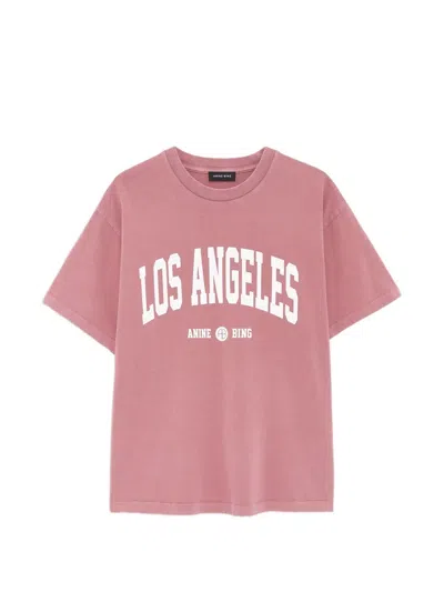 Anine Bing Cade Tee Los Angeles University In Pink