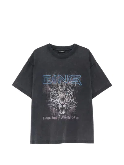 Anine Bing Black Cotton Leopard Sweatshirt In Grey