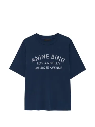 Anine Bing Cade Logo-detail Short-sleeve T-shirt In Blue