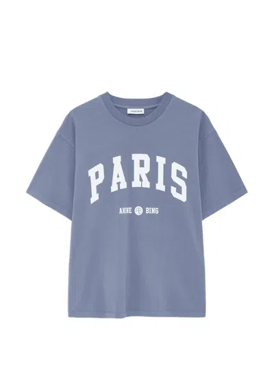 Anine Bing Cade T-shirt Paris University In Blue