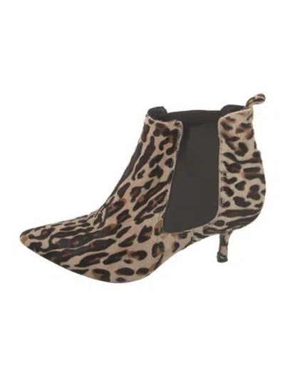 Pre-owned Anine Bing Calf Hair Animal Print Chelsea Boots In Brown