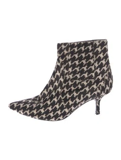 Pre-owned Anine Bing Calf Hair Houndstooth Print Boots In Black/white