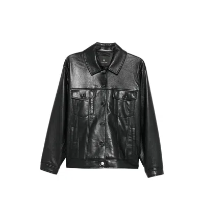 Anine Bing Calf Leather Jacket In Black