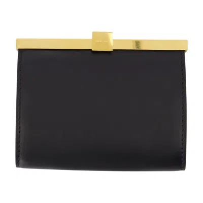 Anine Bing Calfskin Leather With Gold-tone Frame Clutch In Black