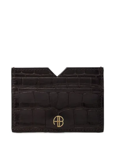 Anine Bing Calli Card Holder Embossed In Brown
