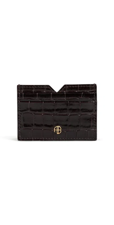 Anine Bing Calli Embossed Card Holder Dark Brown