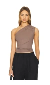 Anine Bing Womens Iron Camila One-shoulder Slim-fit Stretch-woven Top In Iron