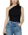 Anine Bing Camila One-shoulder Ribbed Top In Black