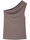 Anine Bing Camila One-shoulder Ribbed Top In Brown