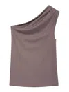 Anine Bing Camila One-shoulder Ribbed Top In Brown