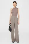 Anine Bing Womens Iron Camila One-shoulder Slim-fit Stretch-woven Top In Brown