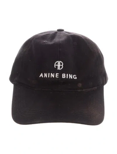 Pre-owned Anine Bing Canvas Printed Baseball Hat In Black