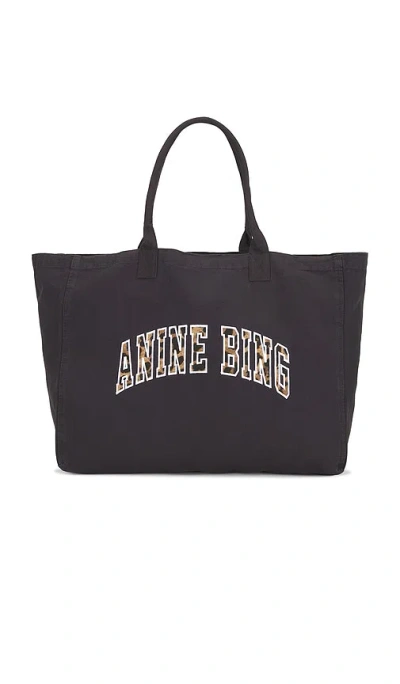 Anine Bing Canvas Tote Bag In Washed Black