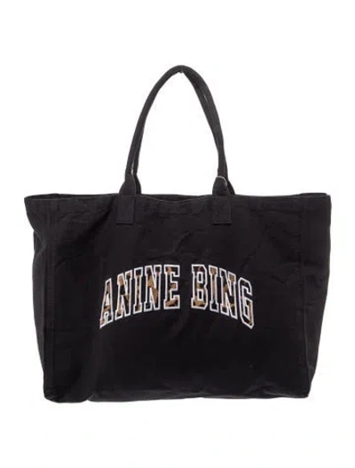 Pre-owned Anine Bing Canvas Tote In Black