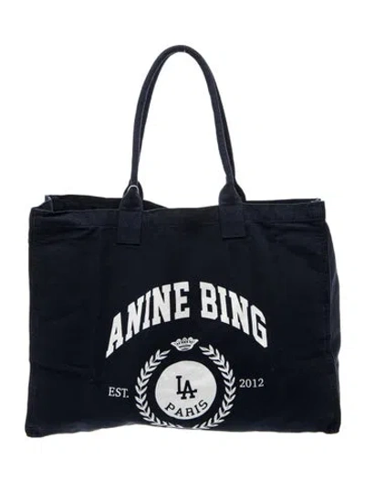 Pre-owned Anine Bing Canvas Tote In Blue