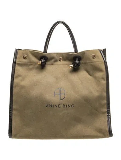 Pre-owned Anine Bing Canvas Tote In Green