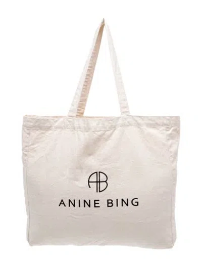 Pre-owned Anine Bing Canvas Tote In Neutral