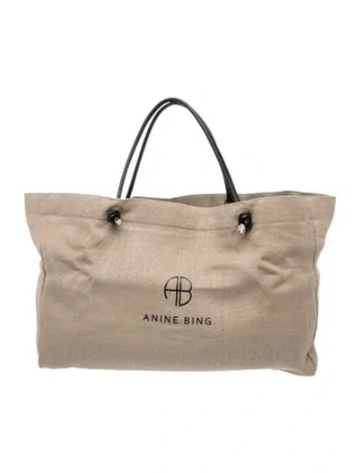 Pre-owned Anine Bing Canvas Tote In Neutral