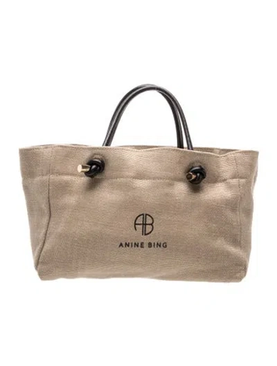 Pre-owned Anine Bing Canvas Tote In Neutrals