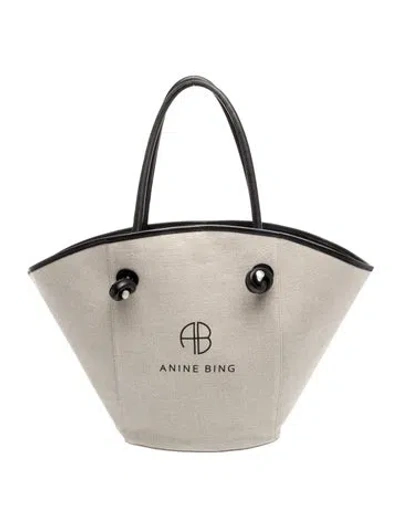 Pre-owned Anine Bing Canvas Tote In Neutrals