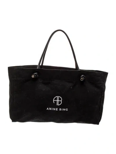 Pre-owned Anine Bing Canvas Weekender Bag In Black