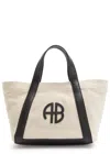 Anine Bing Cara Small Canvas And Leather Tote In Beige