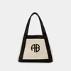 Anine Bing Cara Tote In Natural Canvas With Black In Beige