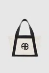 Anine Bing Cara Tote In Natural Canvas With Black In Natural