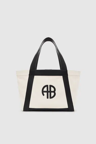 Anine Bing Cara Tote In Natural Canvas With Black In Multicolor