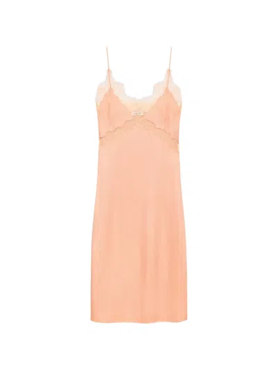 Anine Bing Carissa Lace-trim Midi Dress In Orange