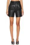 Anine Bing Classic Shiny Leather Shorts In Black