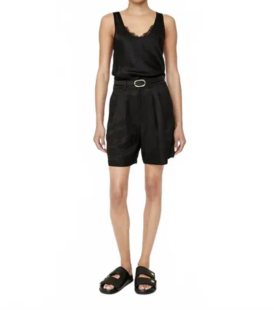 Anine Bing Carrie High Waist Short In Black Linen