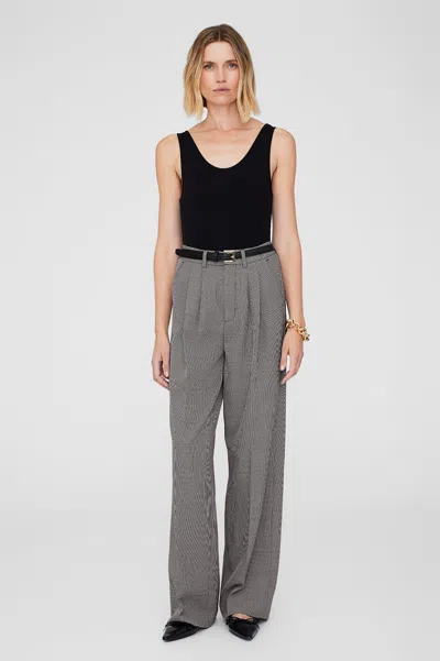Anine Bing Carrie Pant In Black And White Mini Houndstooth