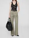 Anine Bing Carrie Pant In Green Khaki In Beige