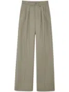 Anine Bing Carrie Tailored Pleated Wool Pants In Green