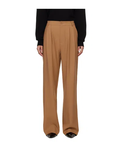 Anine Bing Carrie Pleat-detailing Tailored Trousers In Brown