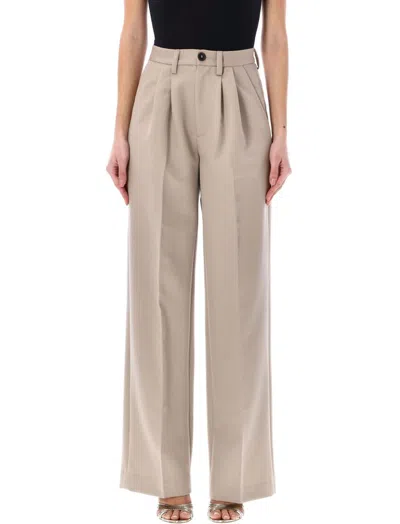 Anine Bing Carrie Pleated Tailored Trousers In Grey