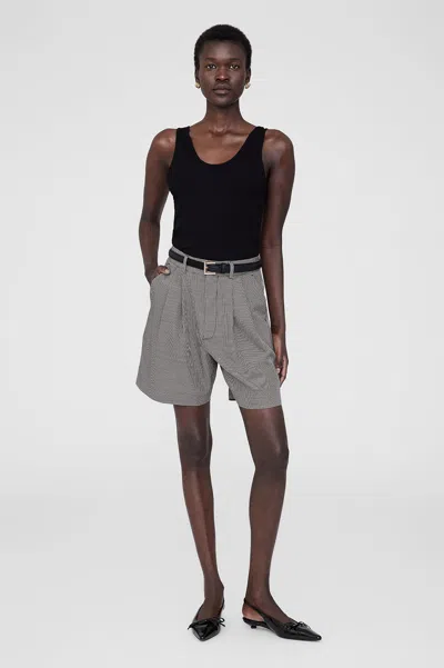 Anine Bing Carrie Short In Black And White Mini Houndstooth
