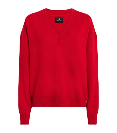 Anine Bing Cashmere V-neck Lee Sweater In Red