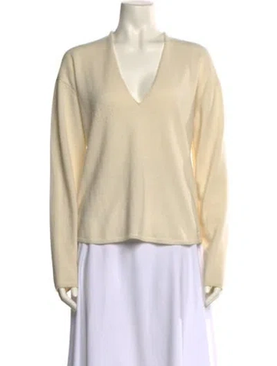 Pre-owned Anine Bing Cashmere V-neck Sweater In Neutral