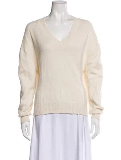Pre-owned Anine Bing Cashmere V-neck Sweater In Neutral