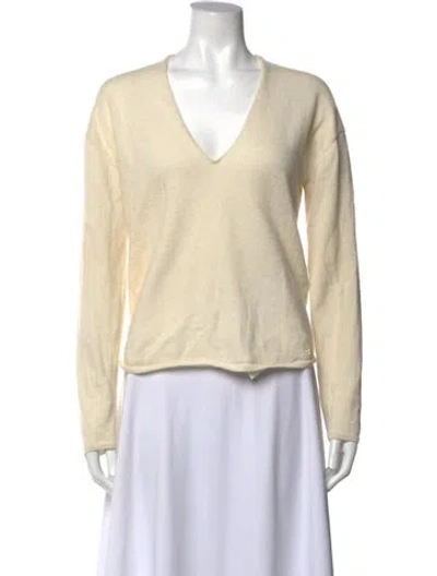 Pre-owned Anine Bing Cashmere V-neck Sweater In Neutral
