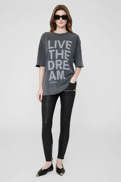 Anine Bing Cason Tee Live The Dream In Washed Black