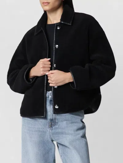 Anine Bing Casual Collared Jacket Relaxed Fit Front Pockets In Black