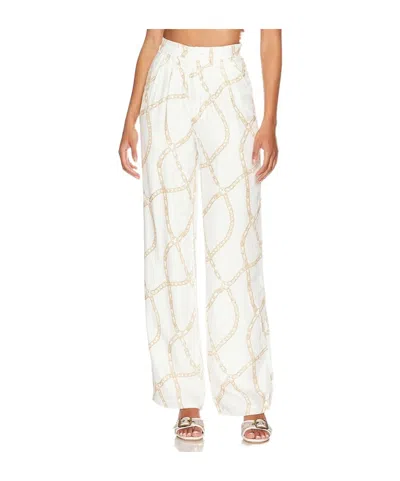 Anine Bing Chain Link-print Trousers In White