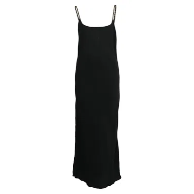 Anine Bing Chain Strap Midi Slip Dress In Black Viscose